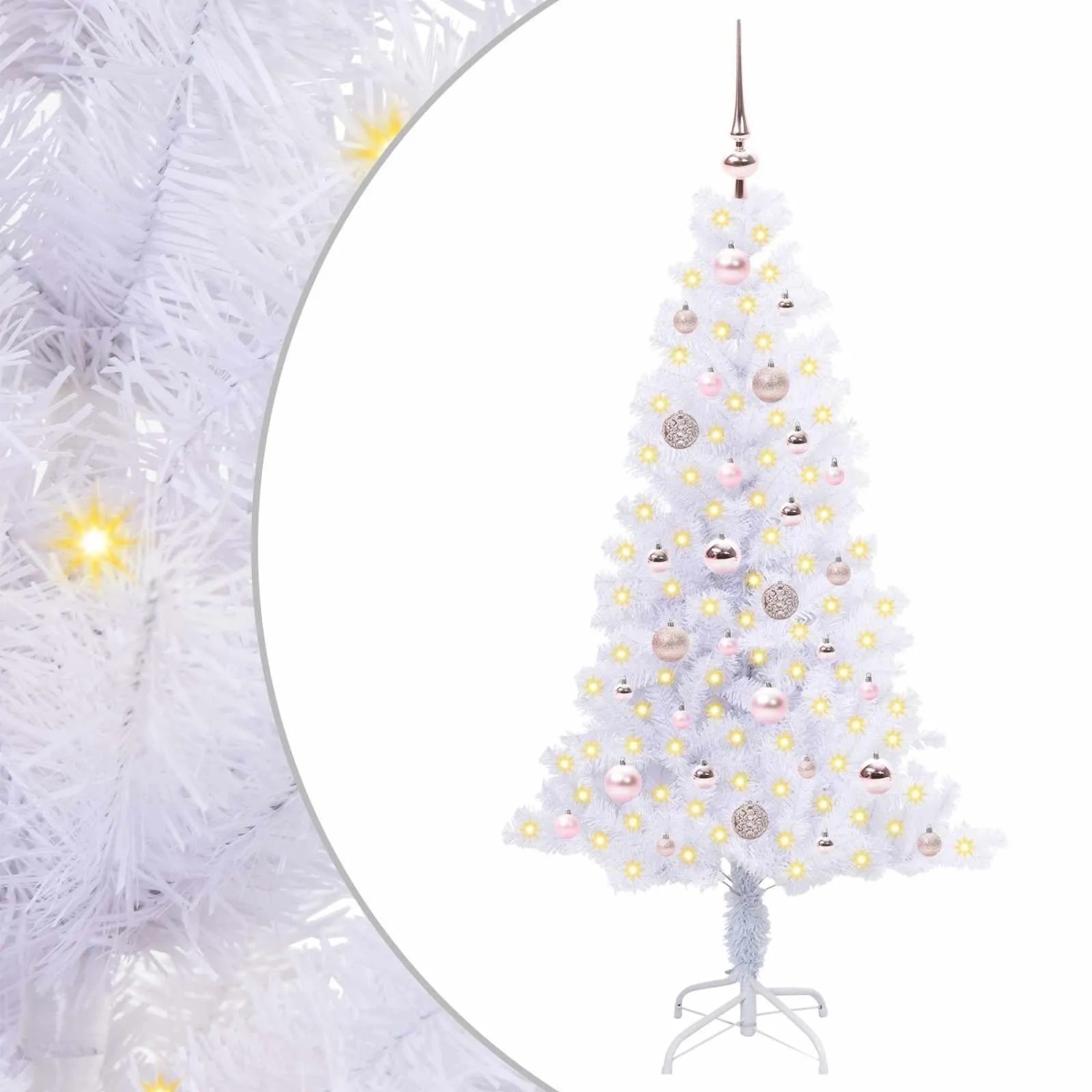 vidaXL Künstlicher Weihnachtsbaum Weiß 150 cm PVC und Stahl 3426650