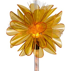 LED-Solarspieß Vallermosa mit gelber Dekoblume für den Garten.