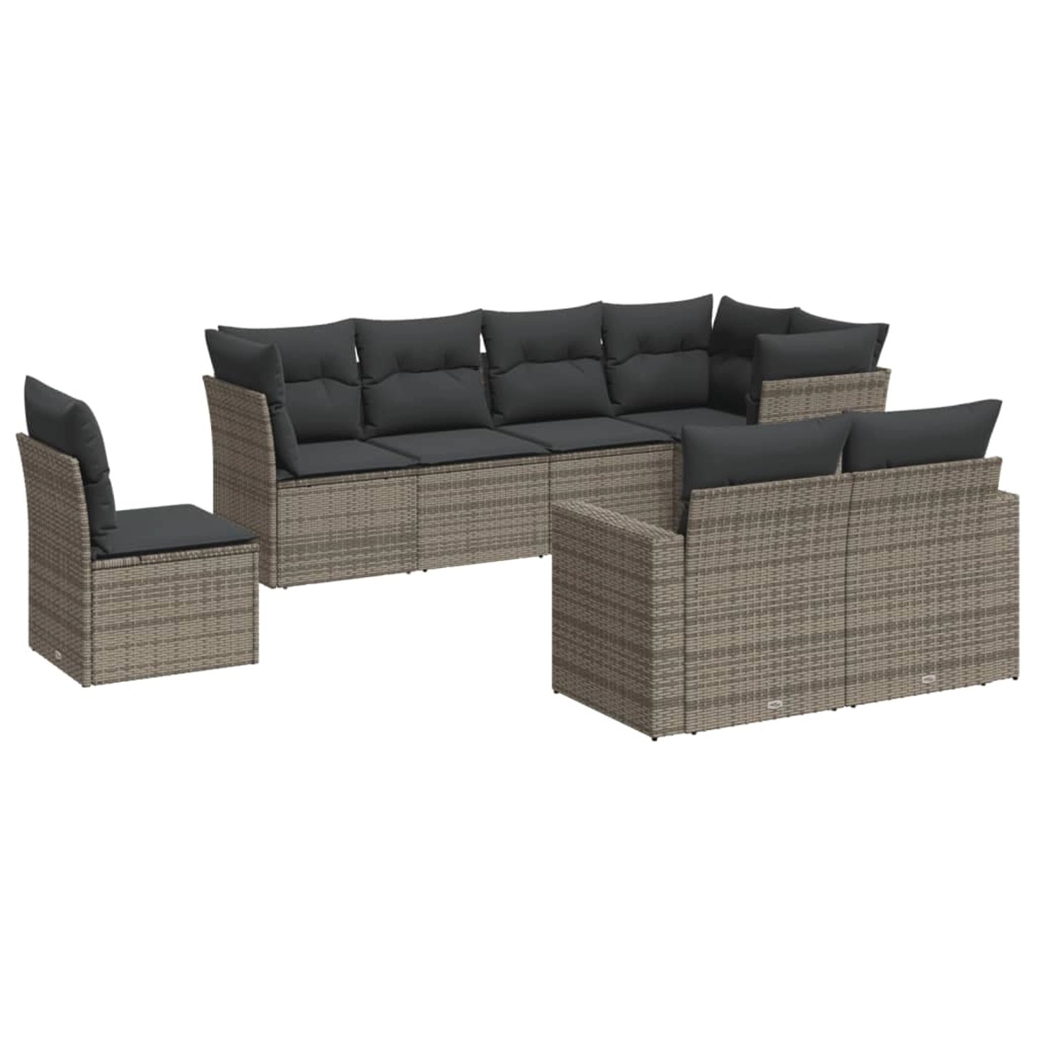 vidaXL 8-Tlg Garten-Sofagarnitur mit Kissen Grau Poly Rattan 3219230 günstig online kaufen