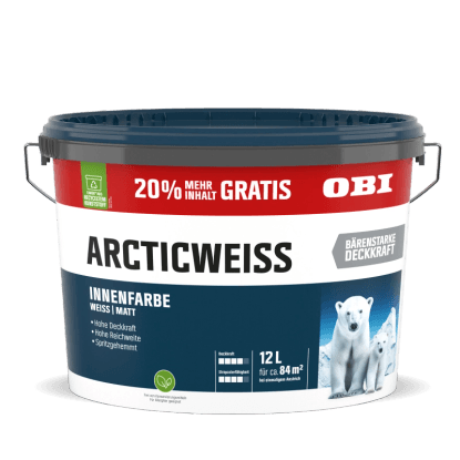 OBI Wandfarbe Arcticweiss Weiß Matt 12 l - Aktion