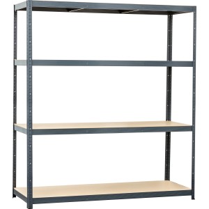 Metall-Schwerlastregal HEAVY mit 4 Böden, pulverbeschichtet, 180x160x60 cm. Ideal für Werkstatt und Lager.