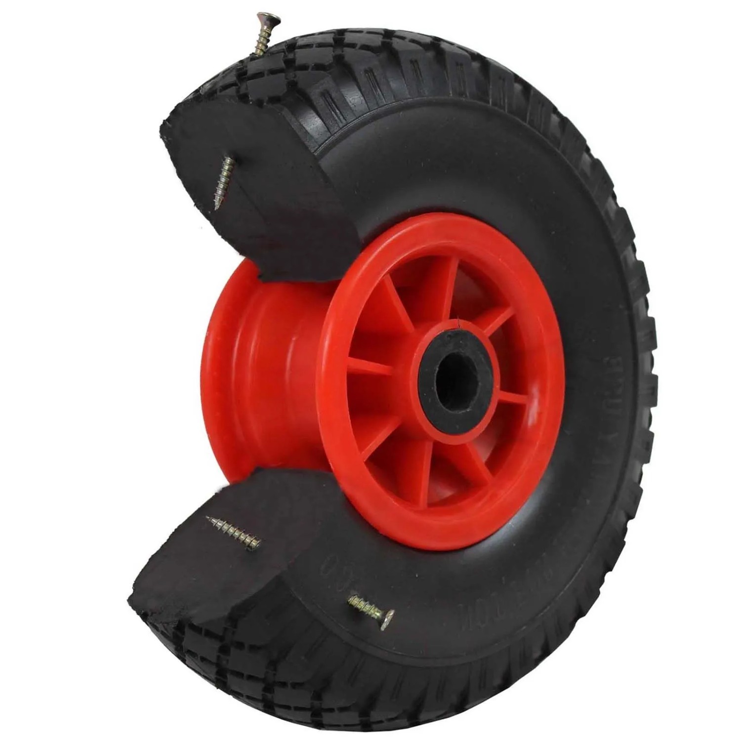 TRUTZHOLM Sackkarrenrad PU Rad 260x85mm 3.00-4 75mm Zentrierte Nabe Durchmesser 20mm Rot