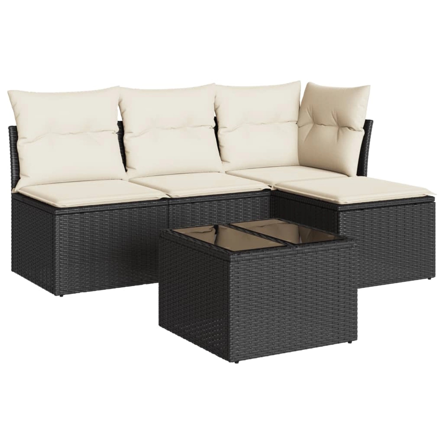 vidaXL 5-tlg Garten-Sofagarnitur mit Kissen Schwarz Poly Rattan Modell 5