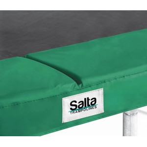 Detailaufnahme: Grüner Schutzrand und Sprungtuch des Salta Trampolin Combo 214x153 cm.