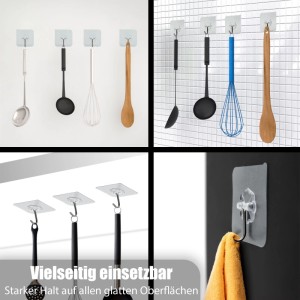 BigDean 30 Stück Klebehaken Extra Stark Selbstklebend Wandhaken 180 Grad Drehbar Haken Ohne Bohren Bis 10 kg
