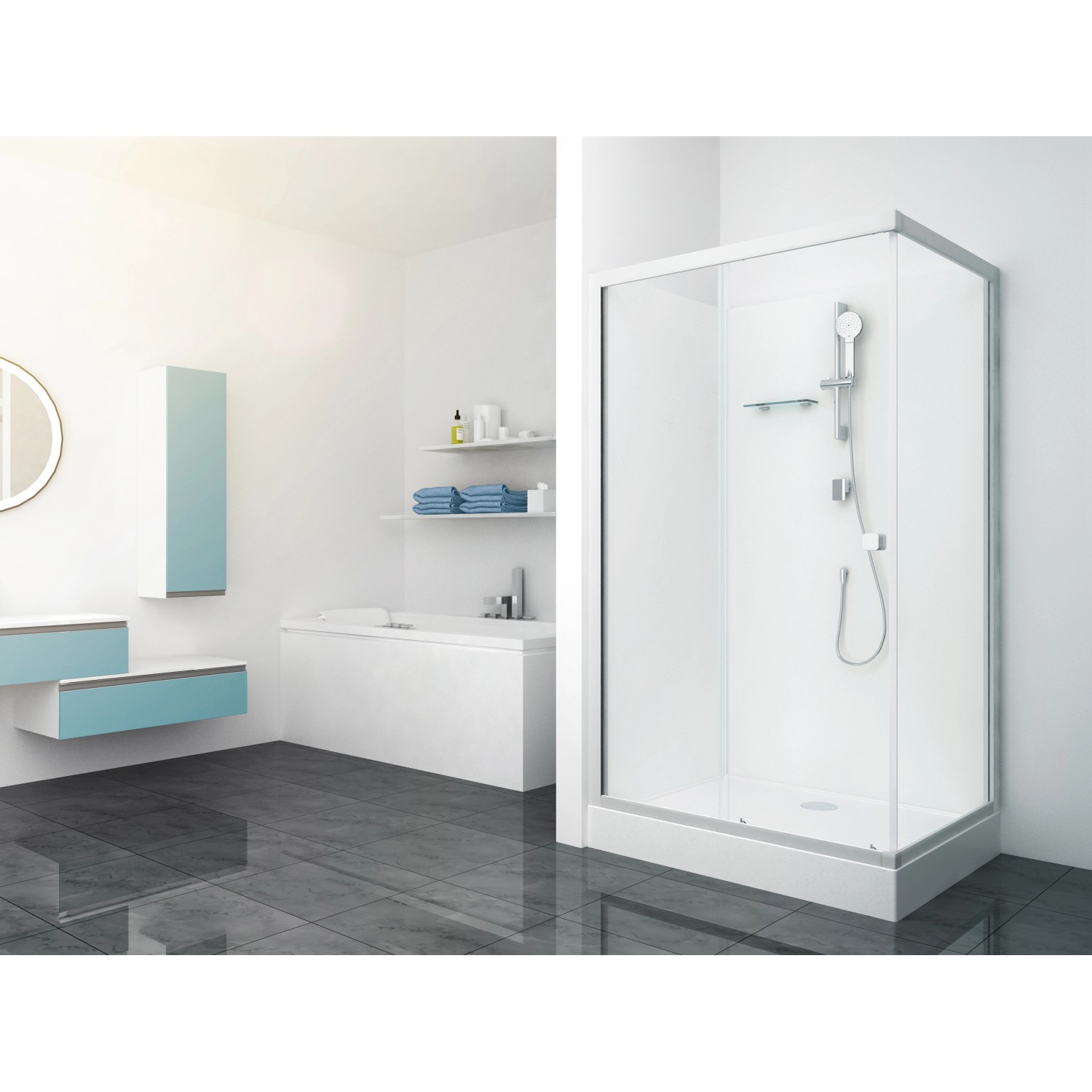 baliv Komplettdusche DUK-115.120KE 115 cm x 90 cm Silber Matt