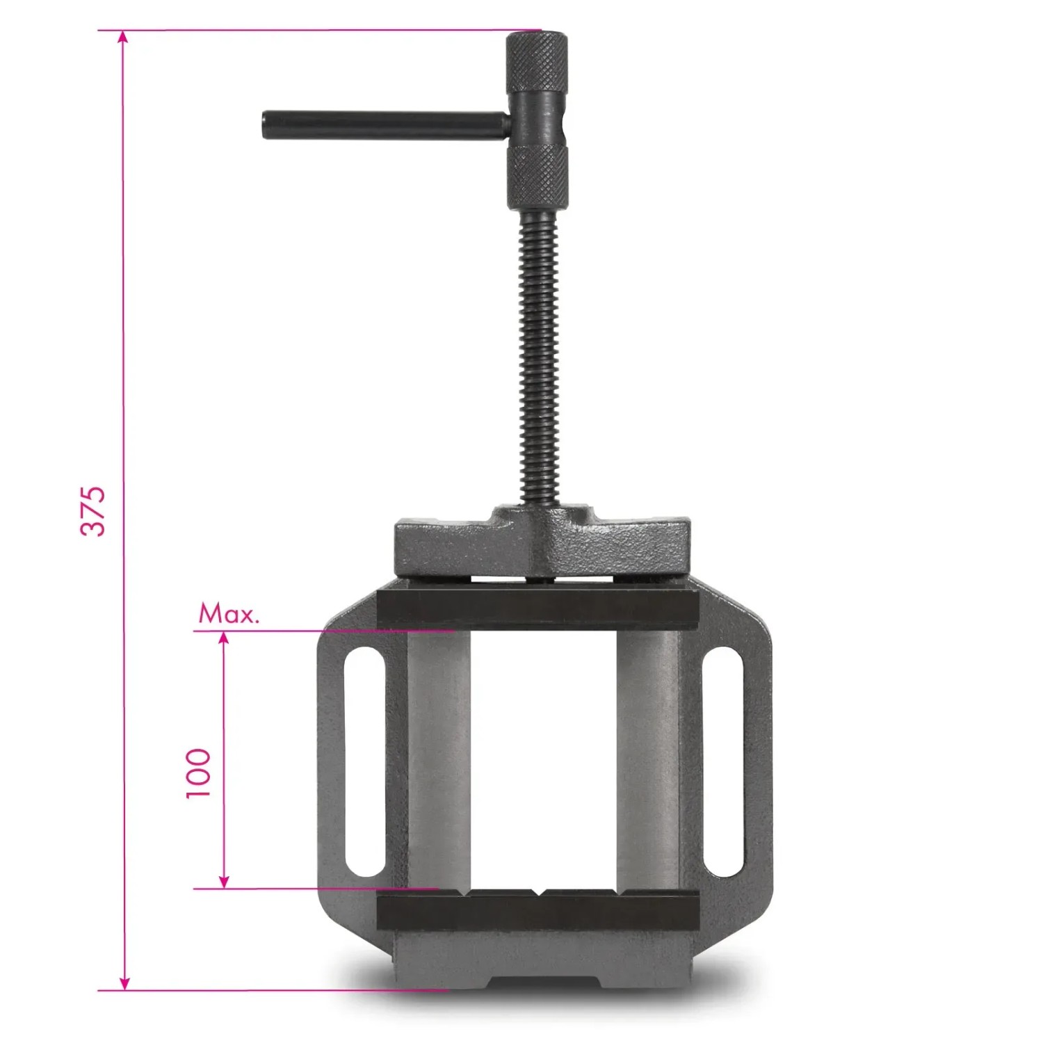 EBERTH Maschinenschraubstock, 125mm Backenbreite, max. 100mm Spannweite, Zubehör für Bohrer.