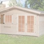 Weka Fensterladen, naturbelassen, für Fenster 91x91 cm am Gartenhaus.