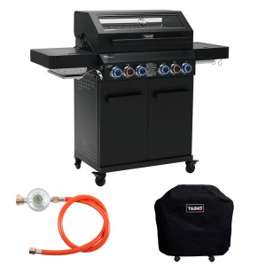 Taino Platinum Yamara Dark 4+2 Gasgrill Set mit Haube, 4 Brenner, Sear-Burner und Backburner.