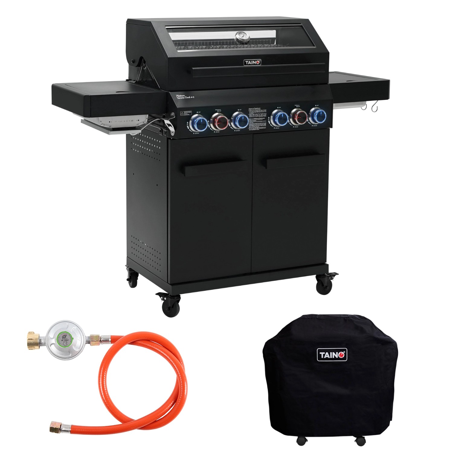Taino Platinum Yamara Dark 4+2 Set Mit Haube Gasgrill Stahl 4 Brenner Sear- günstig online kaufen