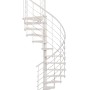 Weiße Minka Spindeltreppe Venezia, Ø 120 cm, aus Holz und Metall. Innentreppe für Geschosshöhen bis 305,5 cm.