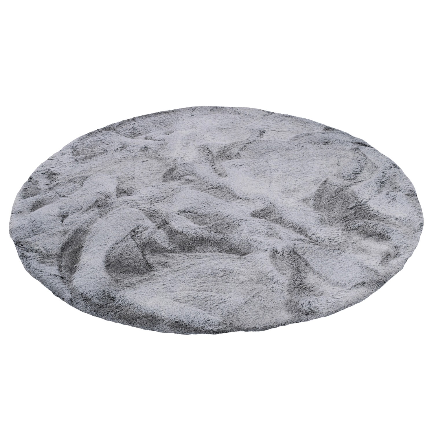 Pergamon Luxus Super Soft Fellteppich Plush Rund Grau Meliert 160x160cm günstig online kaufen