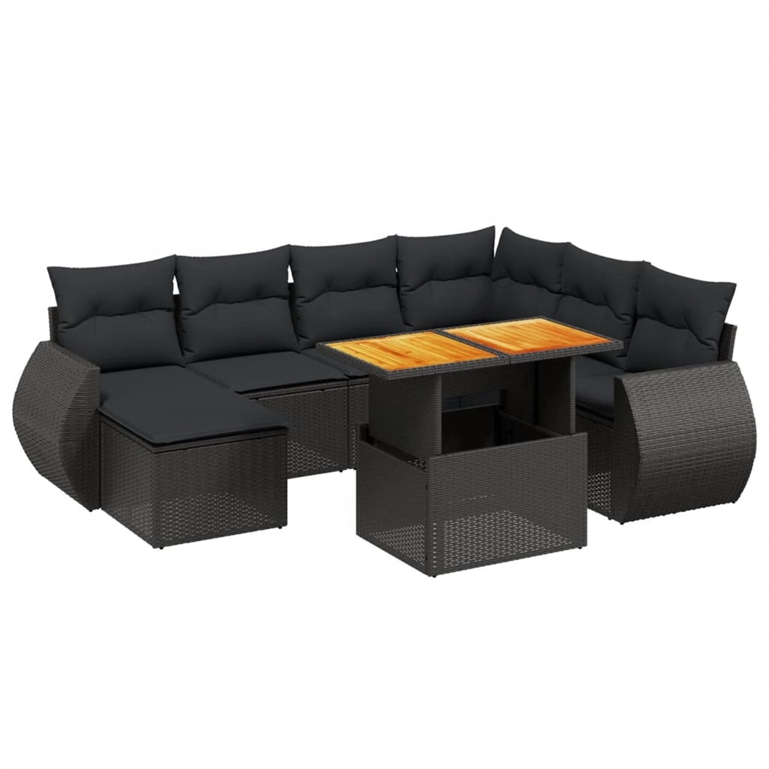 vidaXL 8-Tlg Garten-Sofagarnitur mit Kissen Schwarz Poly Rattan 3272308 günstig online kaufen