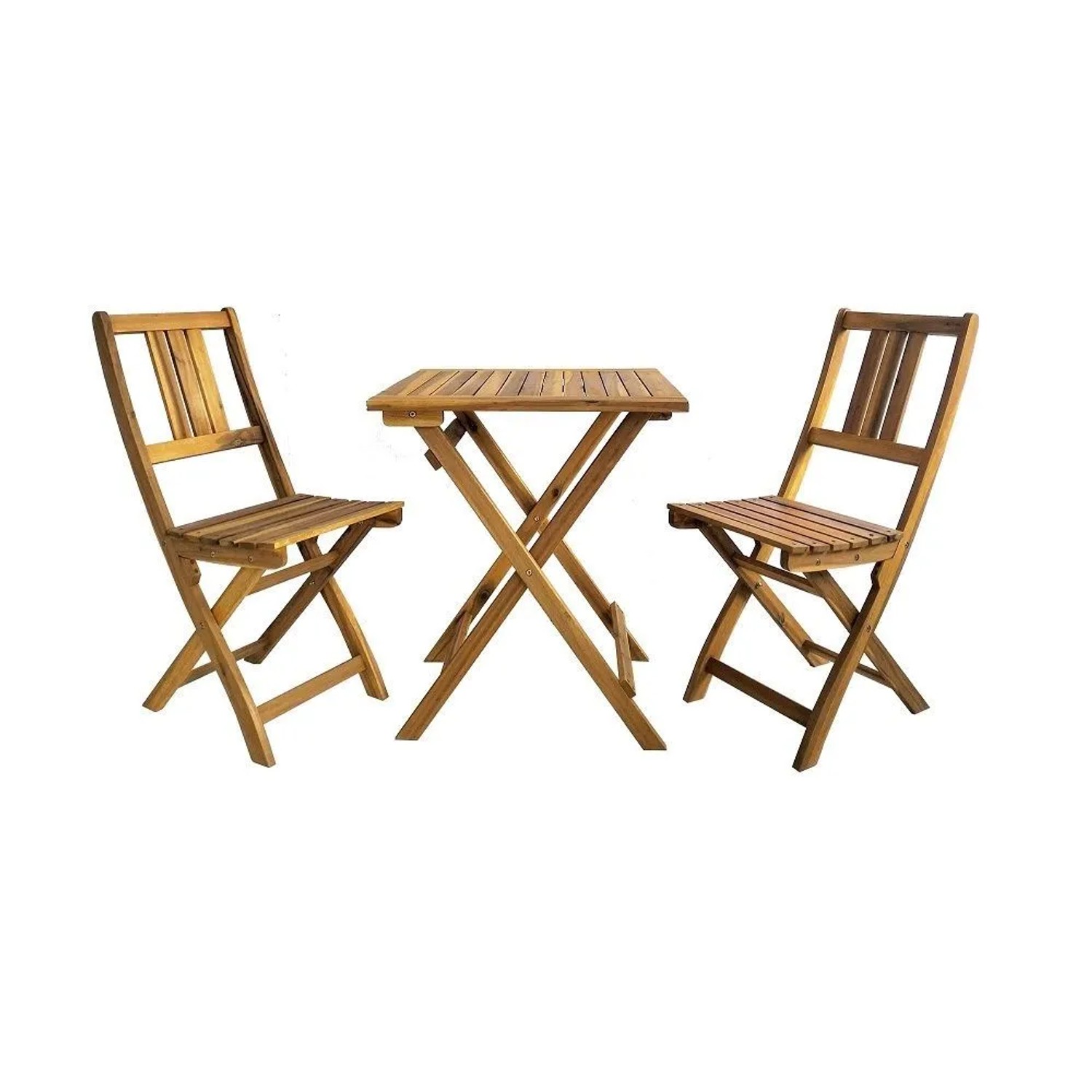 Lex Bistro Set Gartenmöbel 3tlg. Klappbar aus Akazienholz Balkon Set Sitzgruppe Holz