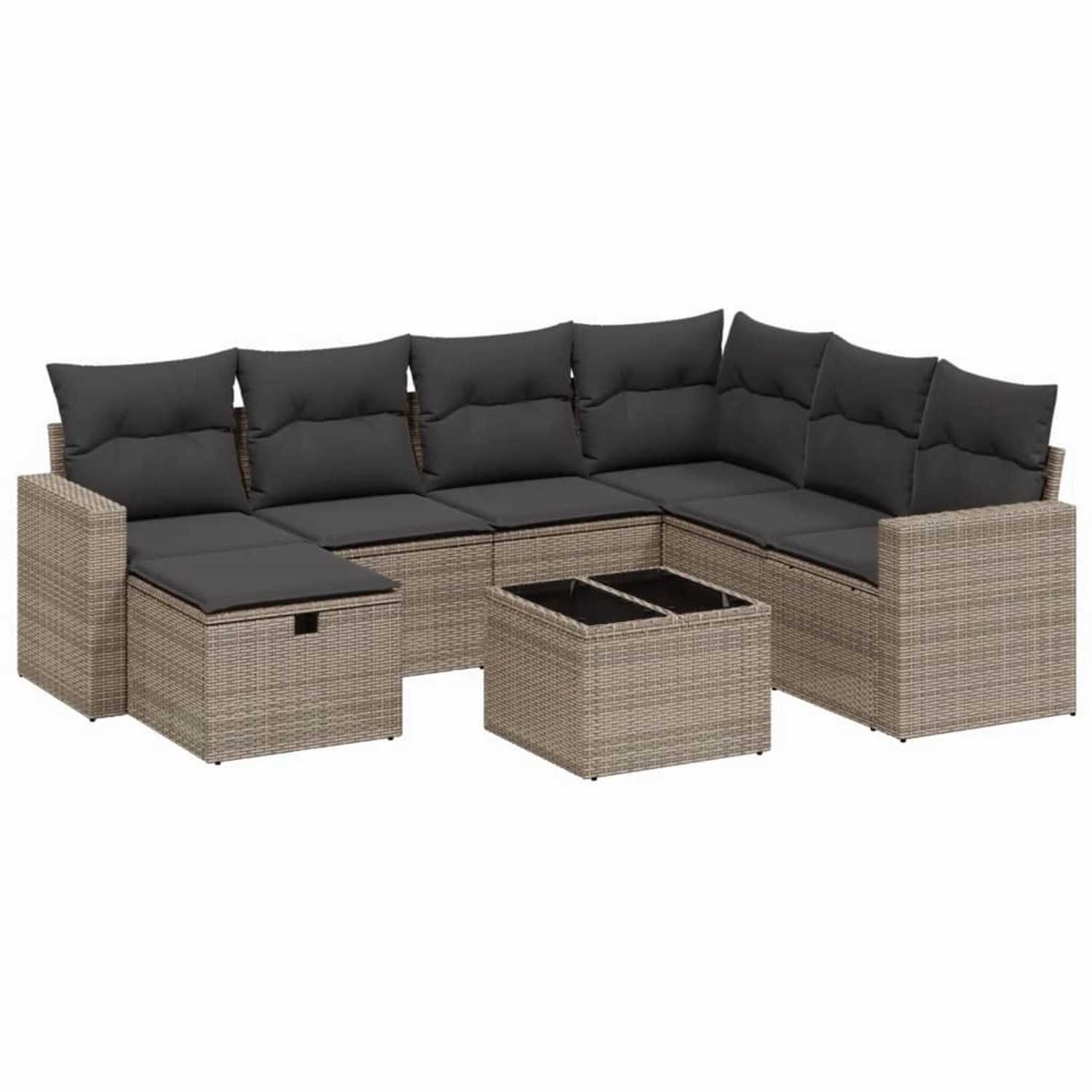vidaXL 8-Tlg Garten-Sofagarnitur mit Kissen Grau Poly Rattan 3263536 günstig online kaufen