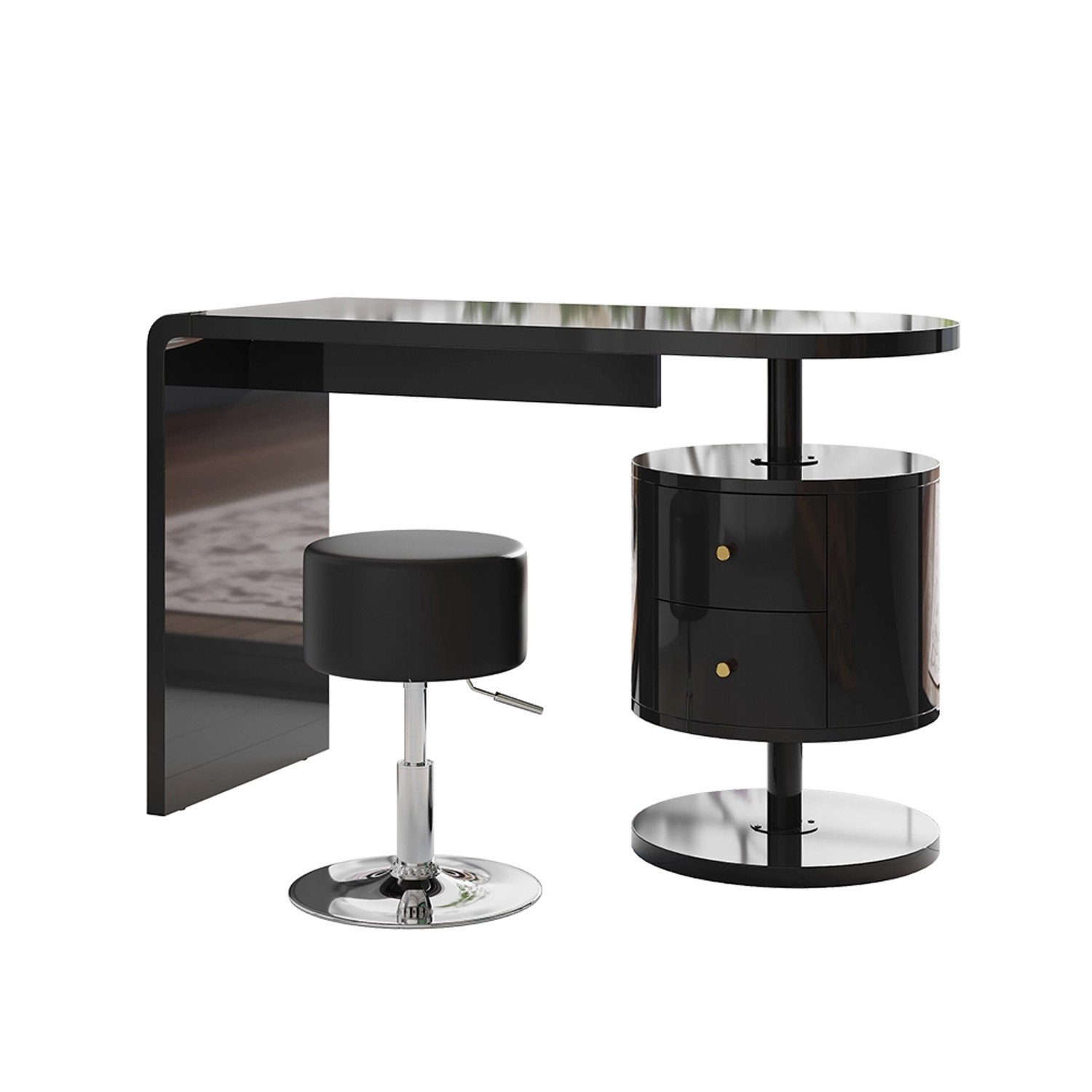 Vicco Schminktisch Lara Schwarz Hochglanz 120 cm 2 Schubladen günstig online kaufen