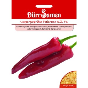 Dürr Samen Vesperpaprika Palermo: Saatgut für rote, spitz zulaufende Gemüsepaprika.