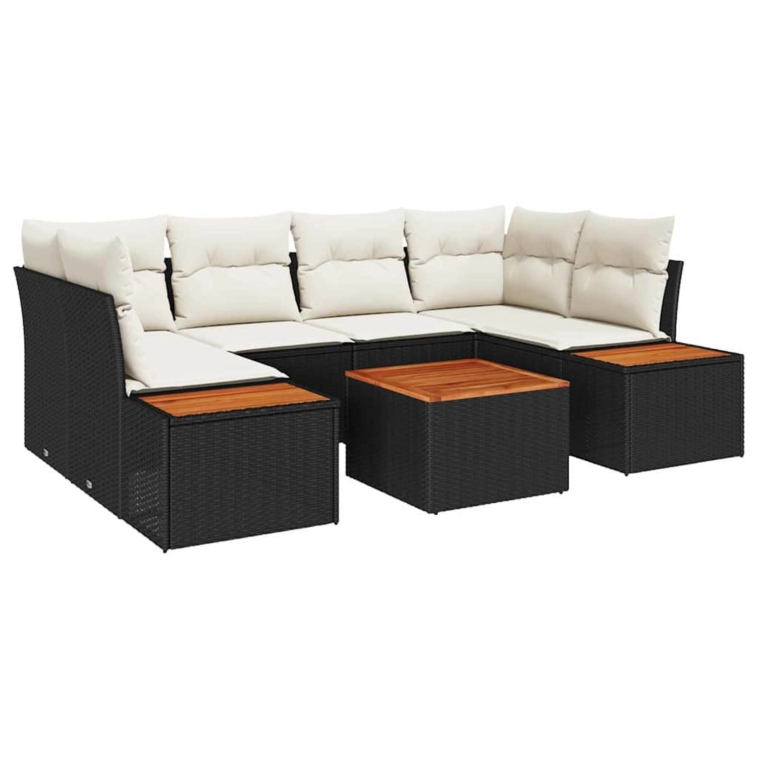 vidaXL Garten-Sofa-Set mit Kissen 6-Tlg Schwarz Poly Rattan 3356702 günstig online kaufen
