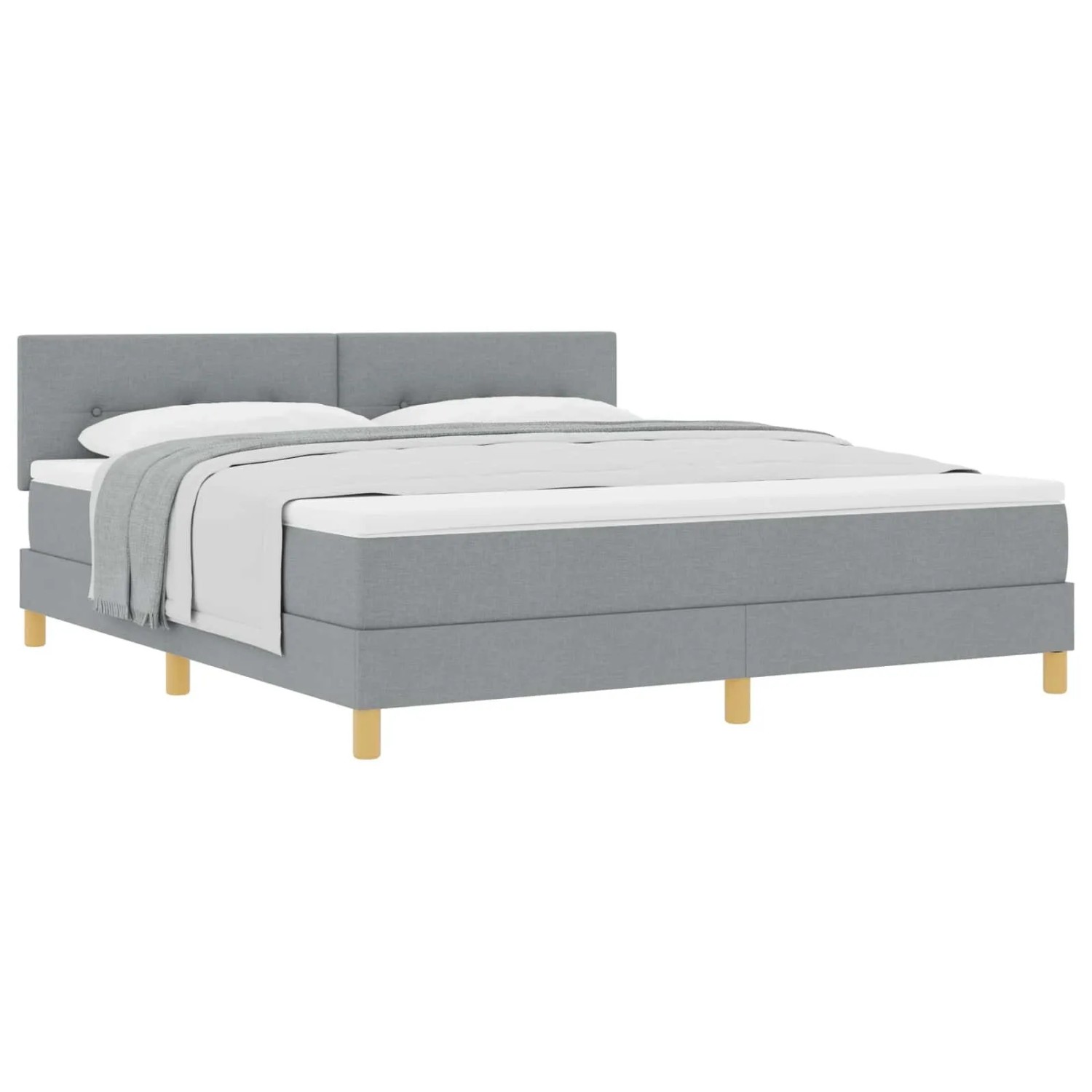 vidaXL Boxspringbett mit Matratze Hellgrau 180 x 200 cm Stoff 3338937