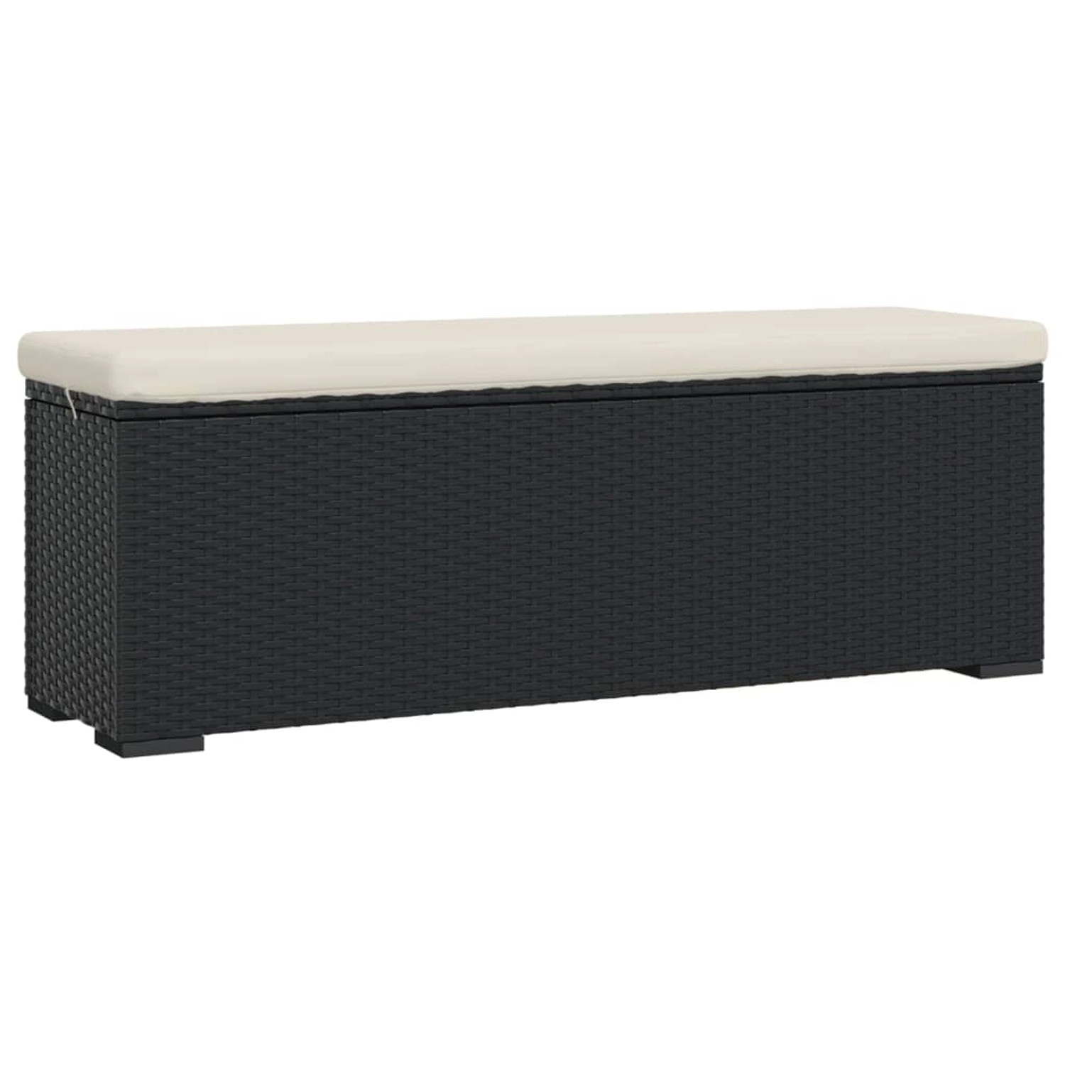 furnicato Hockerbank mit Sitzkissen Schwarz 110x30x40 cm Poly Rattan günstig online kaufen