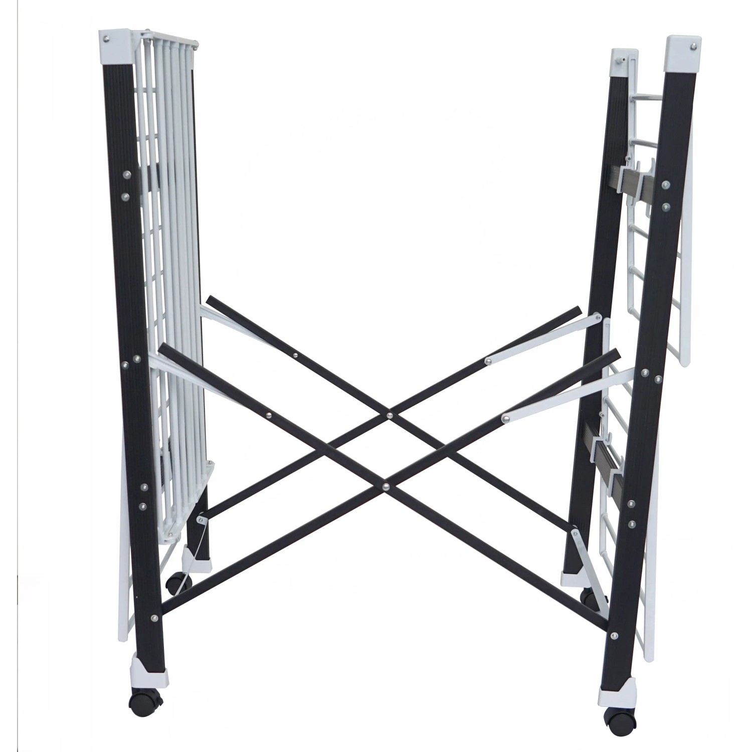 Wäscheständer Faltbar - 210cm Hoch, Für 48 Kleiderbügel | Mit Stativ-Design, PP & Edelstahl, Weiß