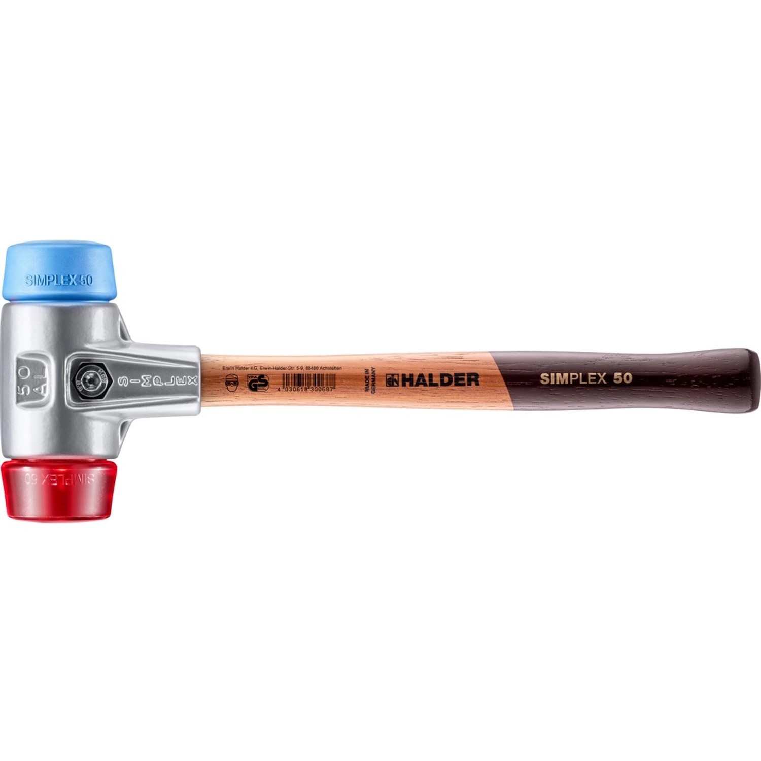Halder Simplex Schonhammer Ø 50 mm TPE-soft Blau   Plastik Rot mit Aluminiu günstig online kaufen