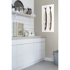 ESTAhome Wandtattoo Fische Grau (97x48,5cm) an Küchenwand.