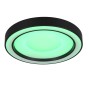 Moderne Reality LED Deckenleuchte Arco, schwarz matt, mit grüner Beleuchtung.