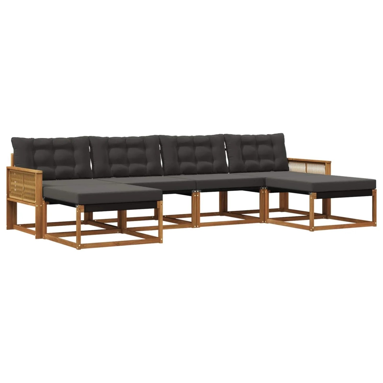 vidaXL Outdoor-Sofagarnitur mit Kissen 6 Stk Natur und Schwarz 3381604