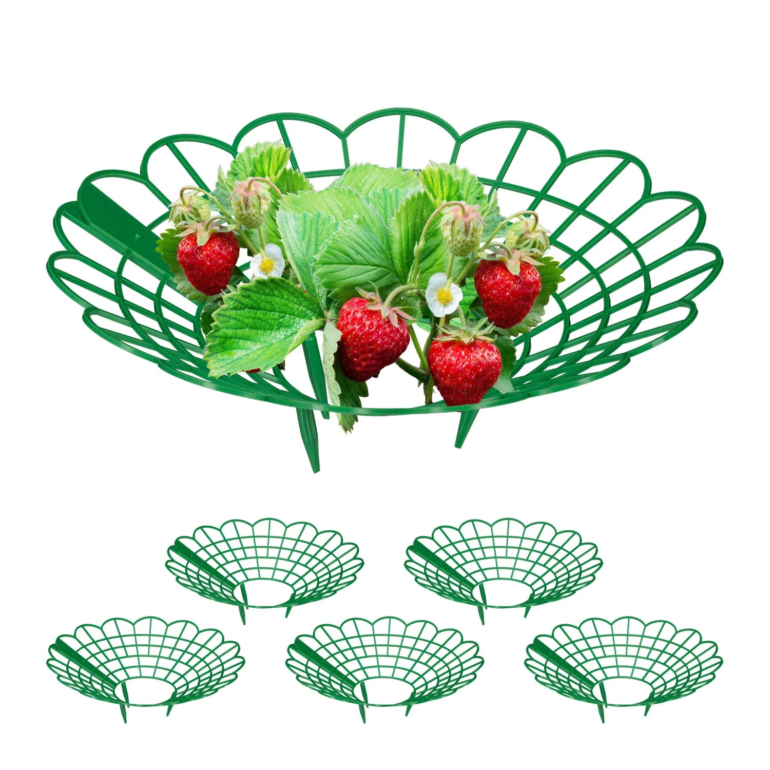 Relaxdays Erdbeerreifer Kunststoff Grün 6er Set 10 cm x 30 cm