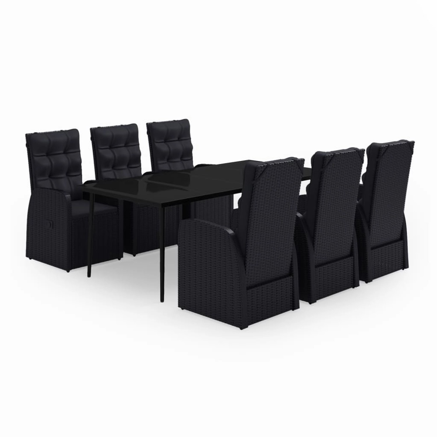 vidaXL 7-Tlg Garten-Essgruppe mit Kissen Schwarz 3099495 günstig online kaufen