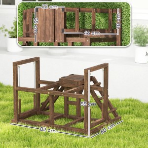 PawHut Hühner-Spielgerüst aus Holz mit Rampen, Schaukeln und Sitzstangen für Hühnerställe.