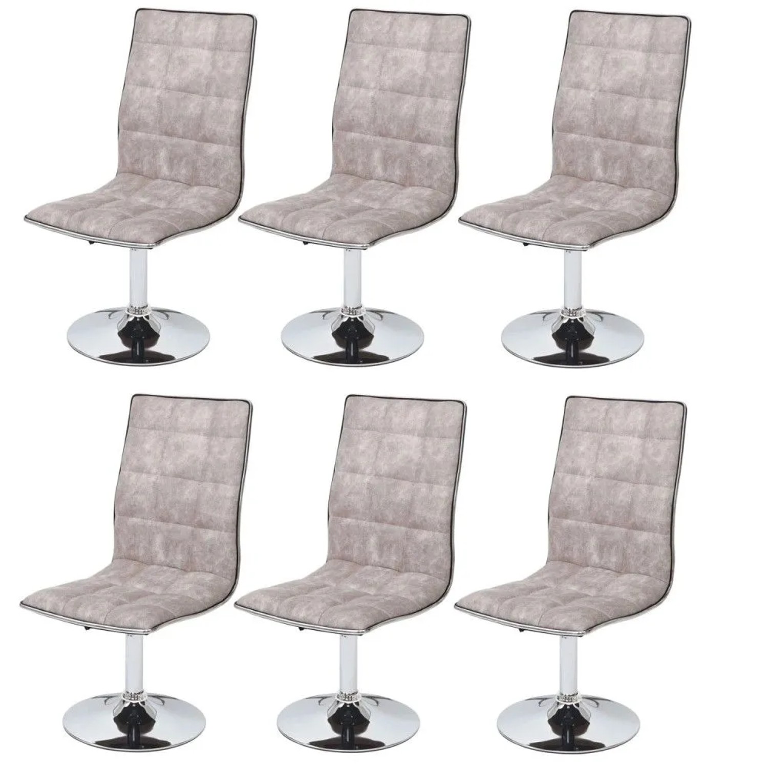 MCW Esszimmerstuhl C41 6er-Set Vintage Kieselgrau Stoff/Textil