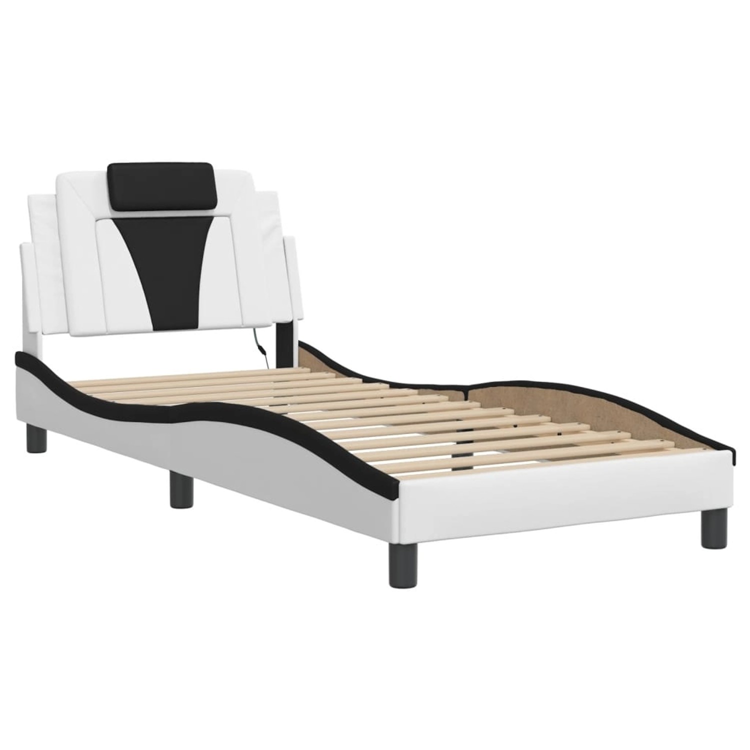 vidaXL Bettgestell Viana mit LED ohne Matratze Weiß und Schwarz 90x190 cm Kunstleder 3213993