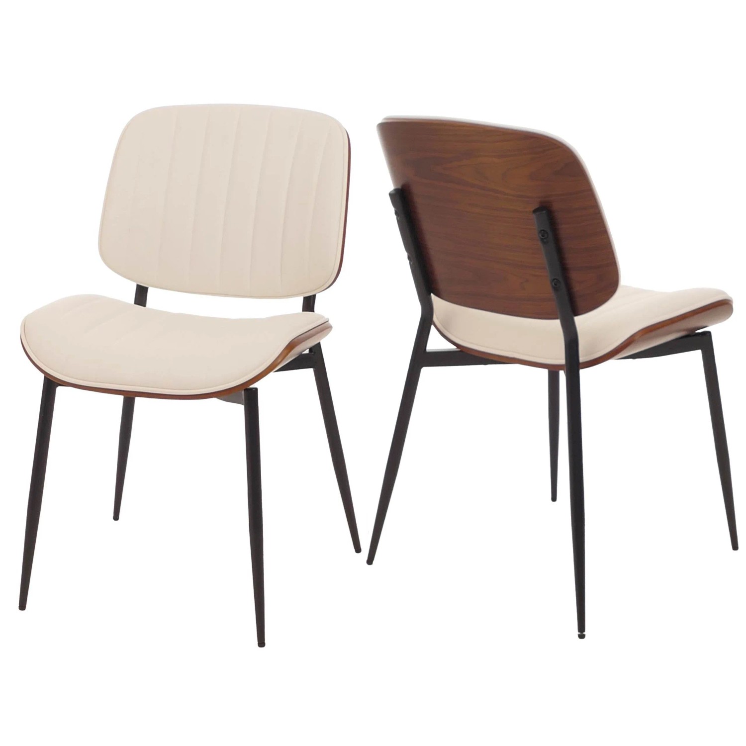 MCW Esszimmerstuhl O44 2er-Set Walnuss-Optik Weiß günstig online kaufen