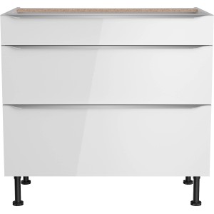 Optifit Unterschrank Arvid986, 90 cm breit, mit 3 Auszügen in Weiß. Küchenunterschrank.