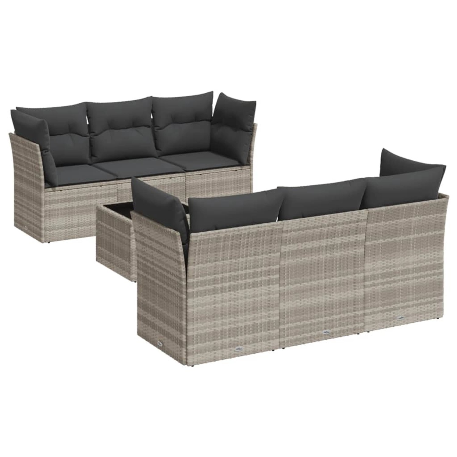 vidaXL 7-Tlg Garten-Sofagarnitur mit Kissen Hellgrau Poly Rattan 3249101 günstig online kaufen