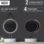DSK Design Wandspiegel Silver Coiffeur Ø 50 cm Kupfer Rund mit Lederband und LED-Beleuchtung.