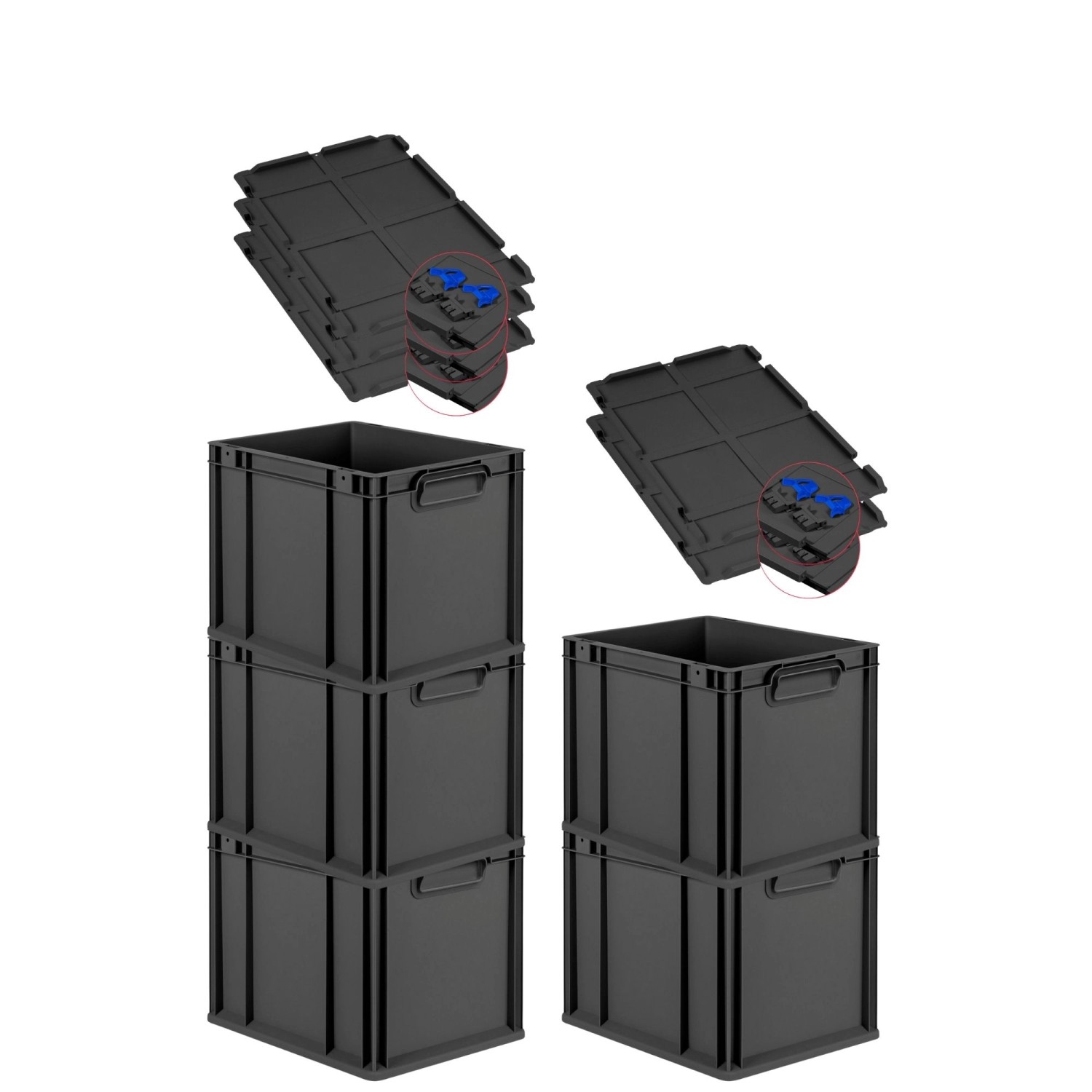 PROREGAL SuperSparSet 5x Eurobox Nextgen Grip Mit Scharnierdeckel Und Blaue günstig online kaufen