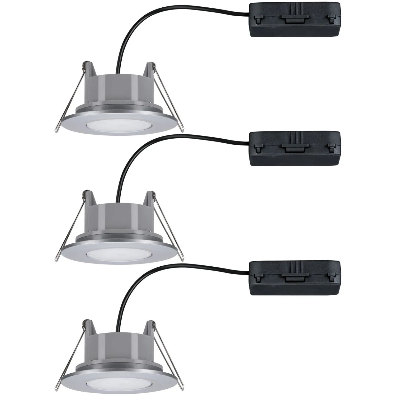 Paulmann LED Einbaustrahler Calla, 3er Set, chrom matt, schwenkbar, neutralweißes Licht.