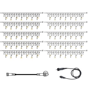 Star Trading SYSTEM 24 KOMPLETT SET 30m LED Lichtervorhang Eisregen Icicle Flash F Dachrinne