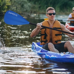 24Move Paddel Doppelpaddel 2in1 - SUP Stand Up Board- Kajak - Aluminium 230cm - Blau