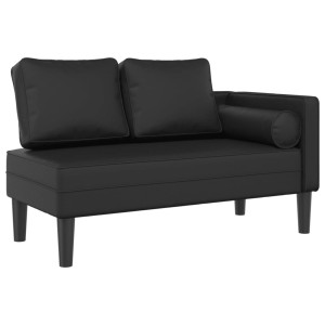 Schwarze vidaXL Chaiselongue aus Kunstleder mit Kissen, Modell 4. Recamiere für entspannte Stunden.