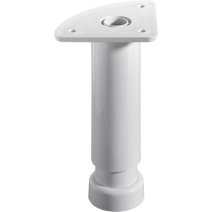 Weißer Hettich Sockelverstellfuß aus Kunststoff, höhenverstellbar für Küchenschränke.