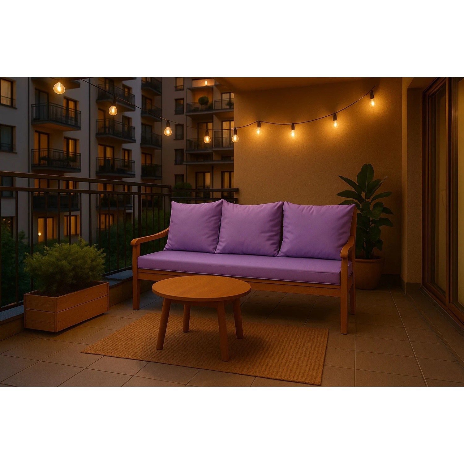 Lila Setgarden Bankkissen für 2-Sitzer Gartenbank, bestehend aus Sitz- und Rückenkissen.