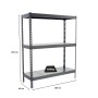 Graues PROREGAL Schwerlastregal Big Metal Yeti mit 3 Böden, 200x150x45 cm, Fachlast 400 kg.