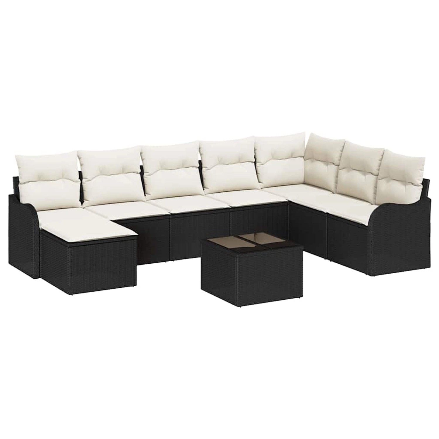 vidaXL Garten-Sofa-Set mit Kissen 9-Tlg Schwarz Poly Rattan 3345827 günstig online kaufen