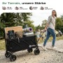 Sekey Campingwagen, faltbarer Bollerwagen mit breiten Reifen, beladen mit Campingausrüstung.