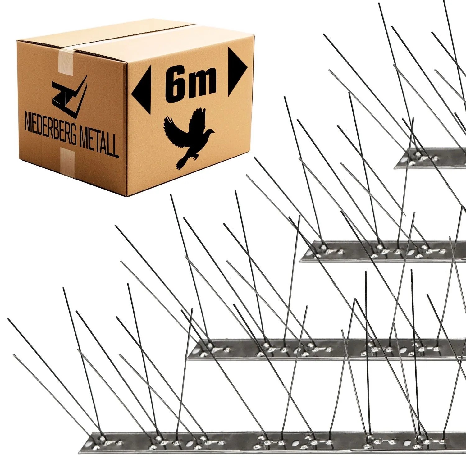 Niederberg Metall Taubenabwehr mit Spikes 600 cm aus Edelstahl
