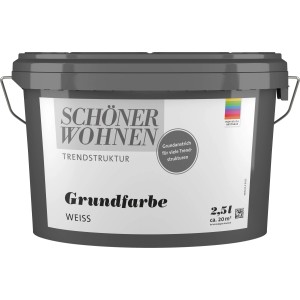 Eimer Schöner Wohnen Grundfarbe Weiß, 2,5 l, abtönbar, für Effektfarben und kontrastreiche Untergründe.
